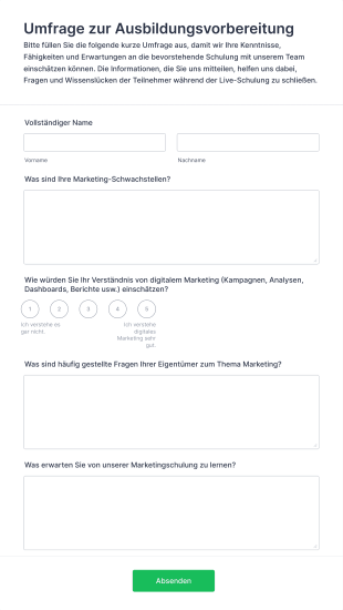 Umfrage Zur Ausbildungsvorbereitung Form Template