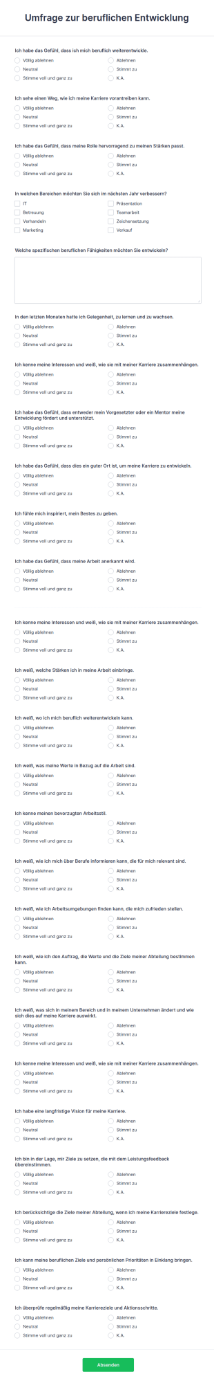 Umfrage Zur Beruflichen Entwicklung