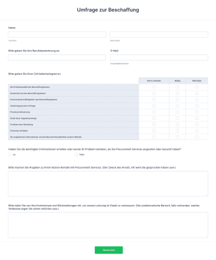 Umfrage Zur Beschaffung Form Template