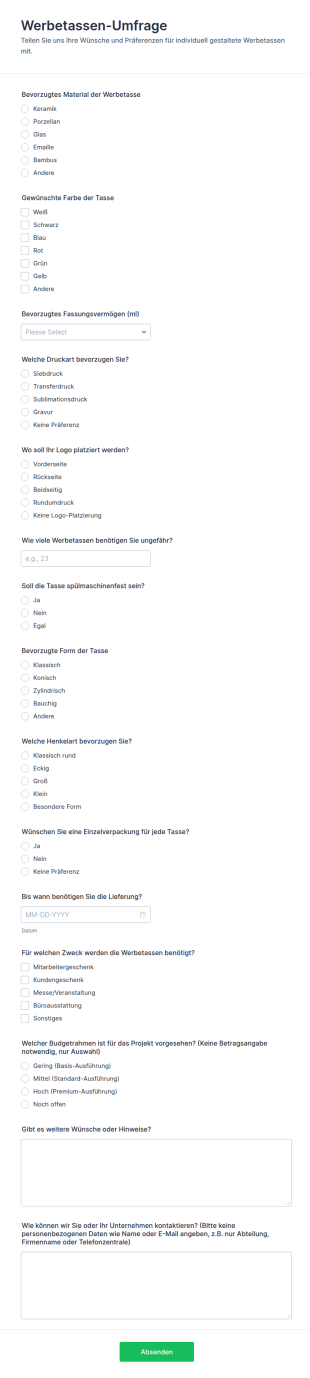 Umfrage Zur Bevorzugung Von Werbetassen