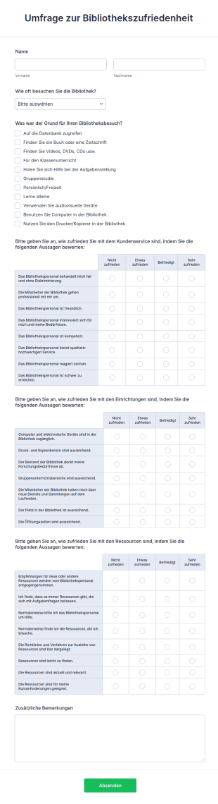 Umfrage Zur Bibliothekszufriedenheit