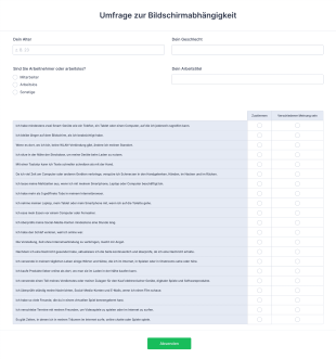 Umfrage Zur Bildschirmabhängigkeit Form Template