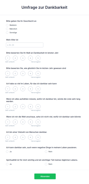 Umfrage Zur Dankbarkeit