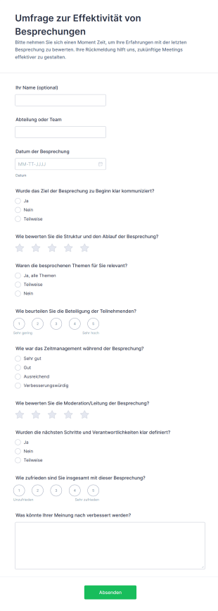 Umfrage Zur Effektivität Von Besprechungen