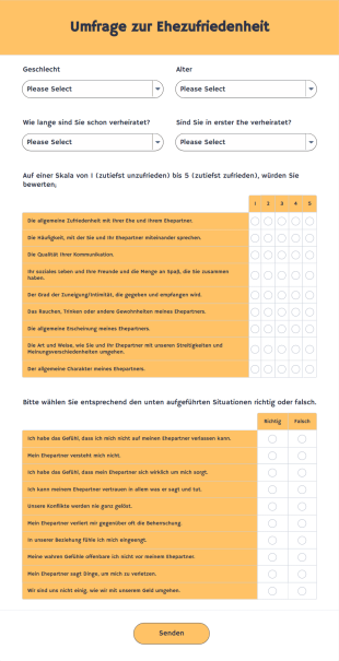 Umfrage Zur Ehezufriedenheit Form Template