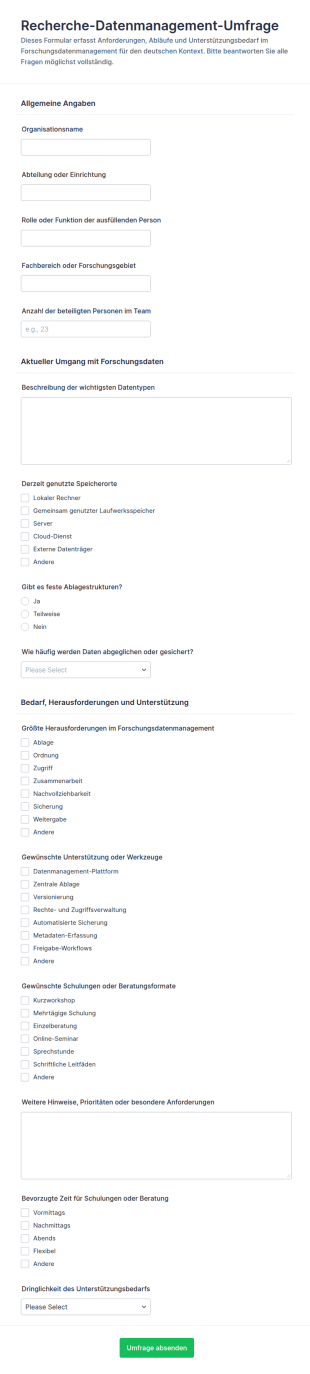 Umfrage Zur Forschungsdatenverwaltung