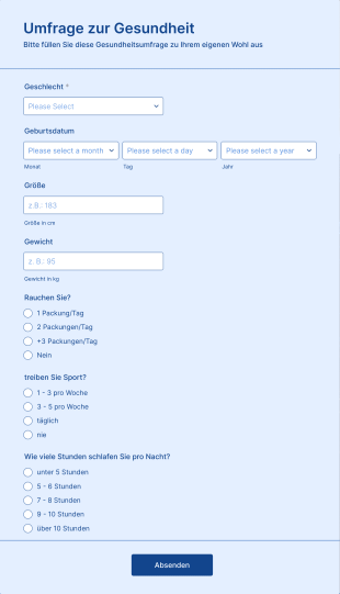 Umfrage Zur Gesundheit Form Template