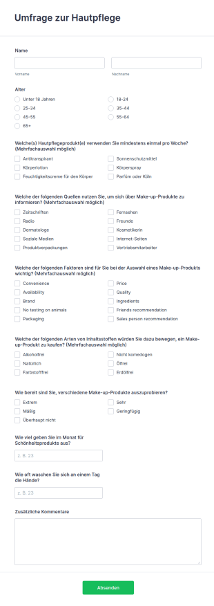 Umfrage Zur Hautpflege