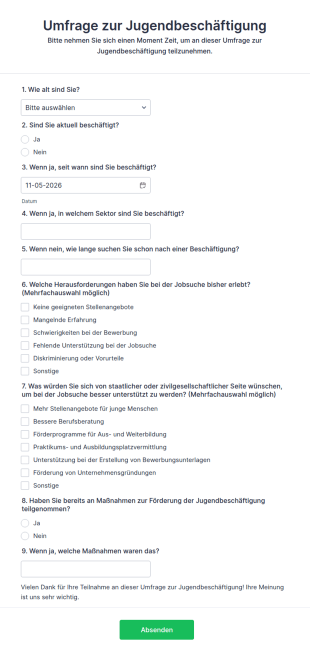 Umfrage Zur Jugendbeschäftigung