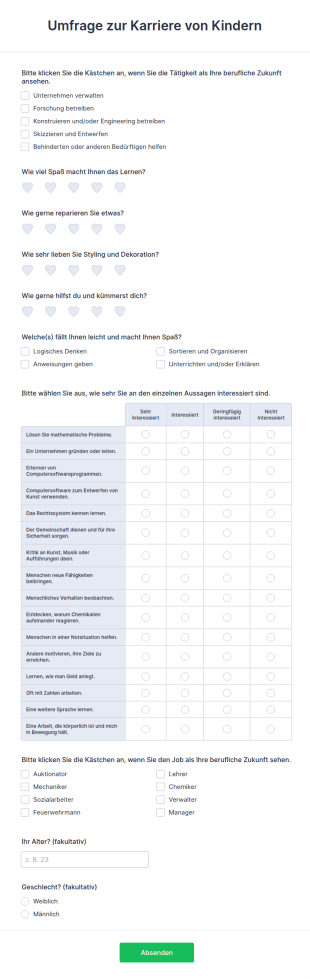 Umfrage Zur Karriere Von Kindern