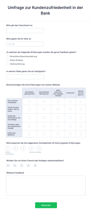 Umfrage Zur Kundenzufriedenheit In Der Bank