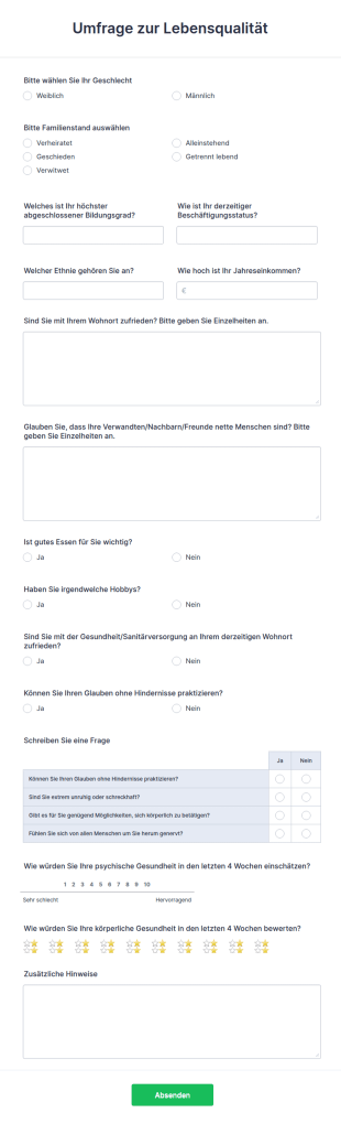 Umfrage Zur Lebensqualität