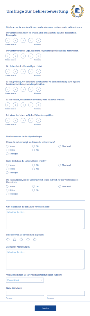 Umfrage Zur Lehrerbewertung