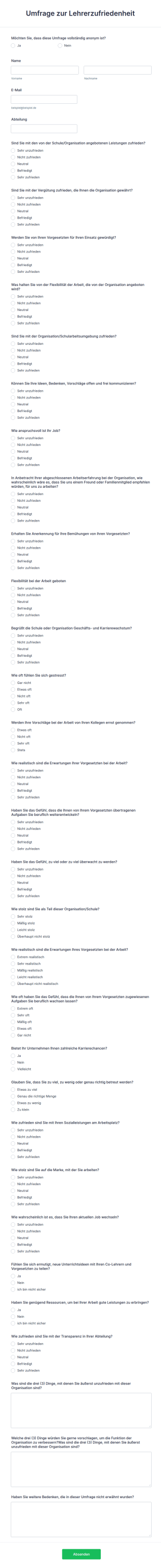 Umfrage Zur Lehrerzufriedenheit