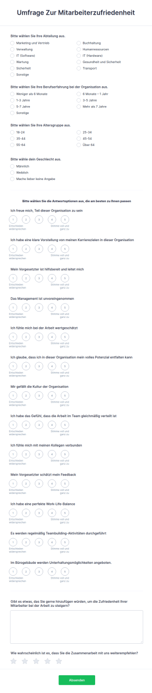Umfrage Zur Mitarbeiterzufriedenheit