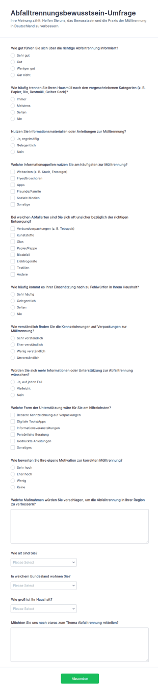 Umfrage Zur Mülltrennung