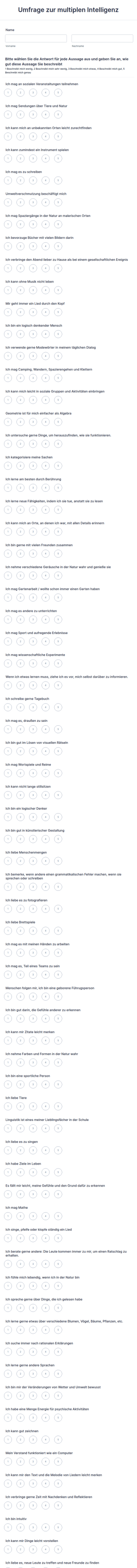Umfrage Zur Multiplen Intelligenz
