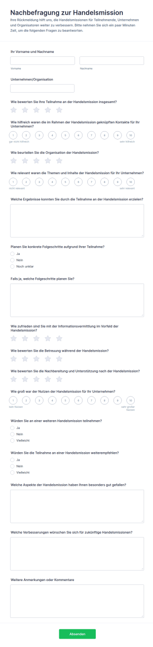 Umfrage Zur Nachbereitung Der Handelsmission