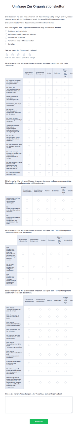 Umfrage Zur Organisationskultur