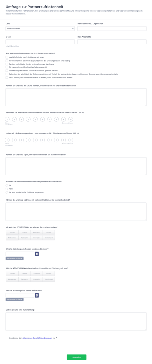 Umfrage Zur Partnerzufriedenheit Form Template