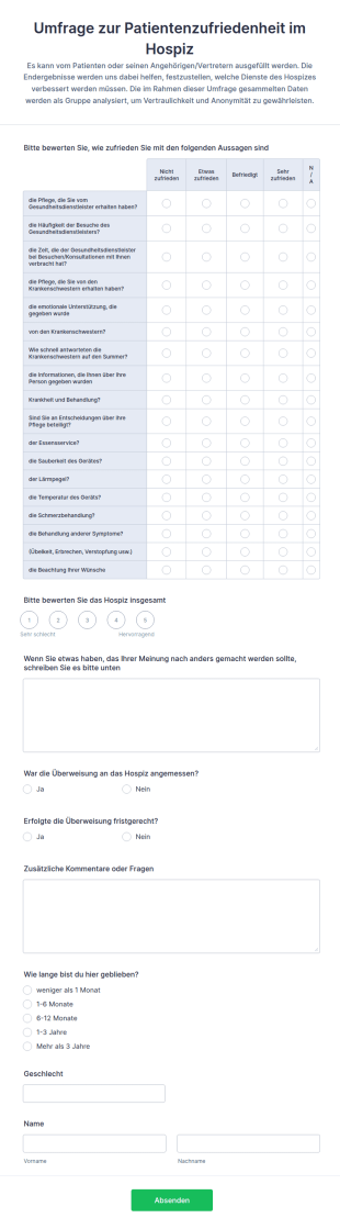 Umfrage Zur Patientenzufriedenheit Im Hospiz