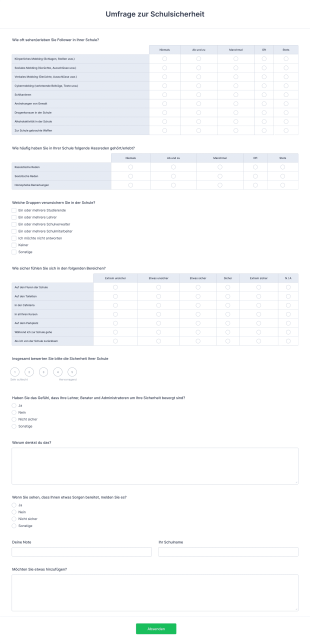Umfrage Zur Schulsicherheit Form Template