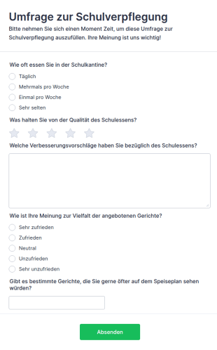 Umfrage Zur Schulverpflegung
