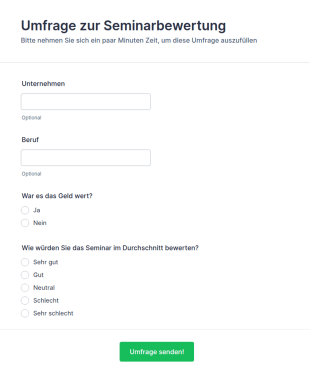 Umfrage Zur Seminarbewertung