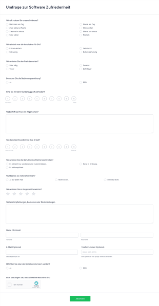 Umfrage Zur Software Zufriedenheit Form Template