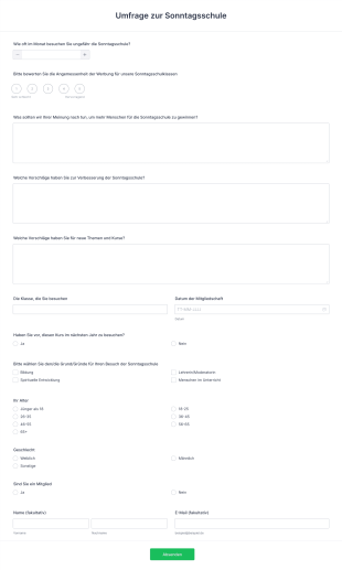 Umfrage Zur Sonntagsschule Form Template