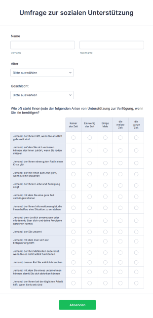 Umfrage Zur Sozialen Unterstützung