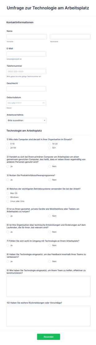 Umfrage Zur Technologie Am Arbeitsplatz