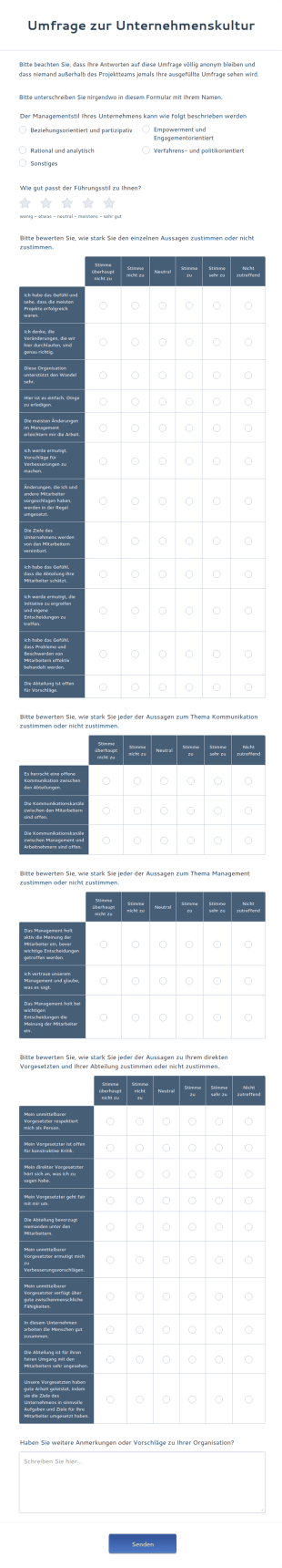 Umfrage Zur Unternehmenskultur