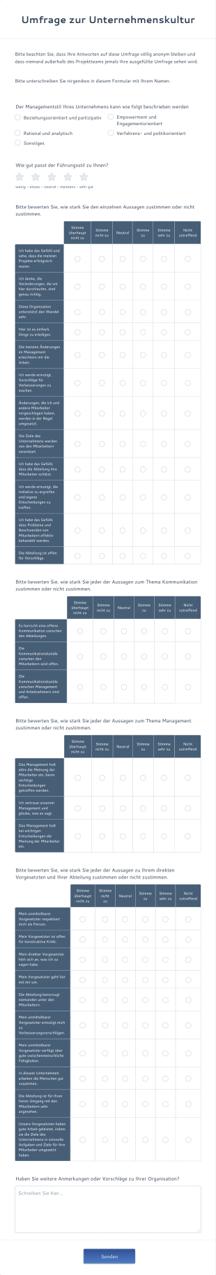 Umfrage Zur Unternehmenskultur