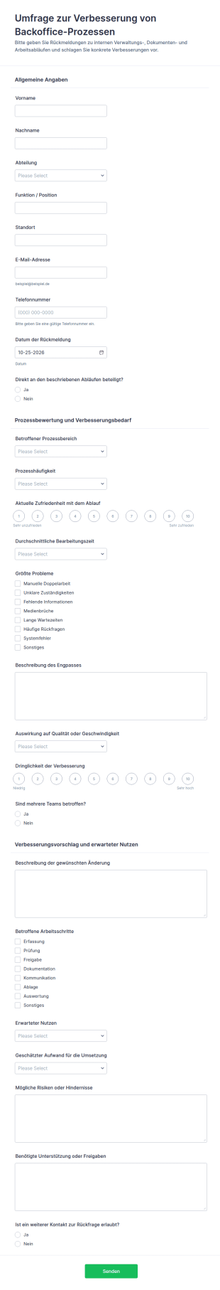 Umfrage Zur Verbesserung Von Backoffice Prozessen