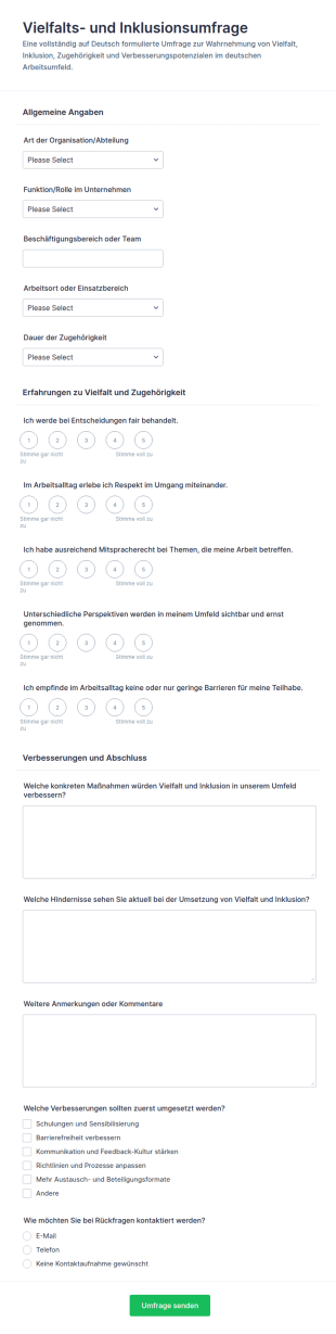 Umfrage Zur Vielfalt Und Inklusion