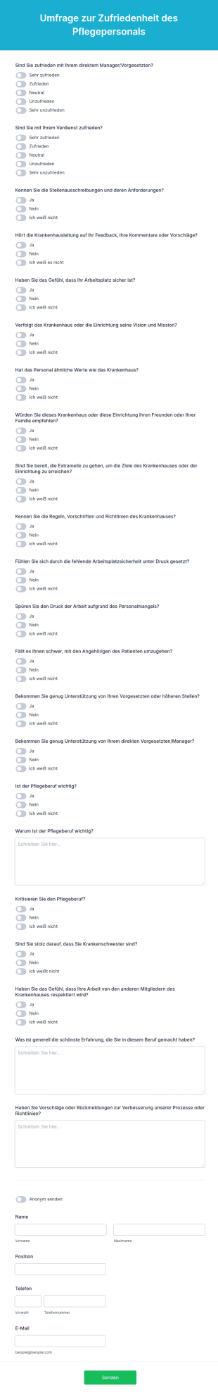 Umfrage Zur Zufriedenheit Des Pflegepersonals