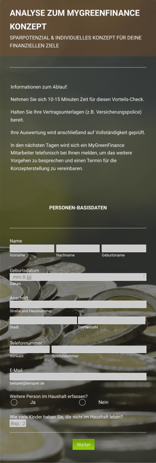 Umfrageformular Analyse MyGreenFinance