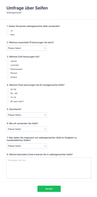Umfrageformular Für Selbstgemachte Seife
