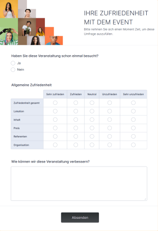 Umfrageformular Zur Zufriedenheit Mit Dem Event Form Template