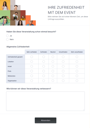 Umfrageformular Zur Zufriedenheit Mit Dem Event