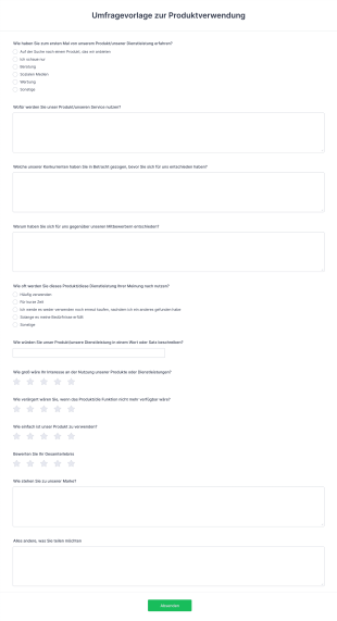 Umfragevorlage Zur Produktverwendung Form Template