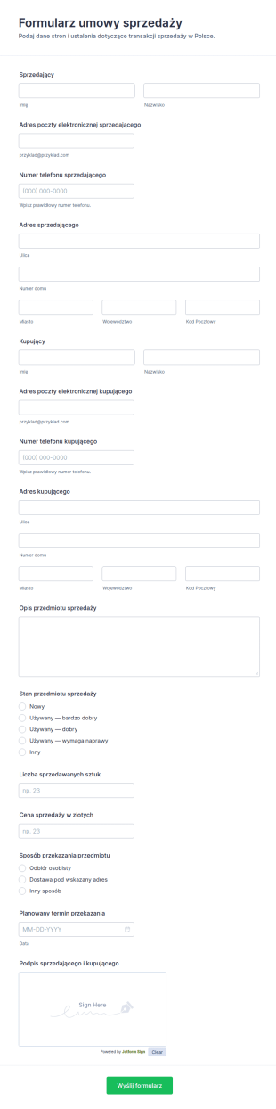 Umowa Sprzedaży Form