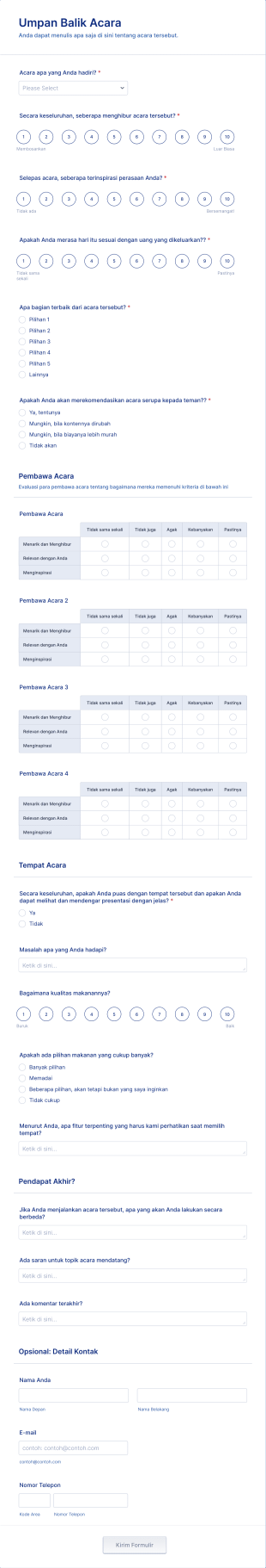 Umpan Balik Acara Form Template