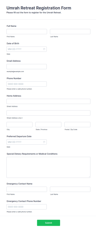 Umrah Retreat Registration Form Template
