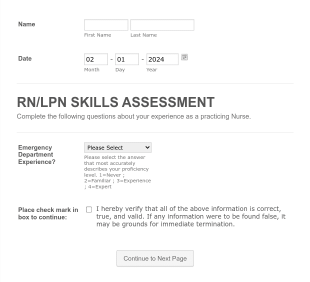 Emergency Department Skills Form Template