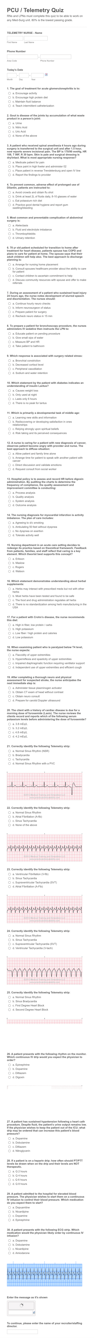 PCU Telemetry Quiz Form Template