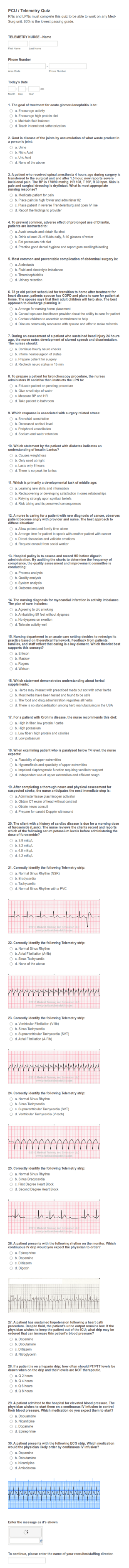 PCU Telemetry Quiz Form Template