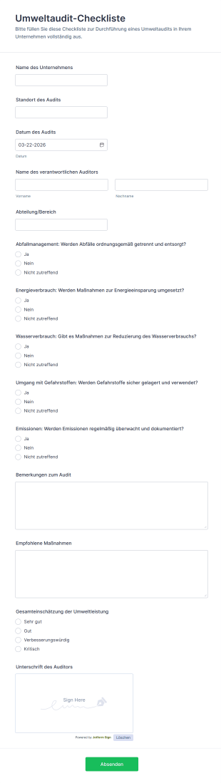 Umweltaudit Checkliste
