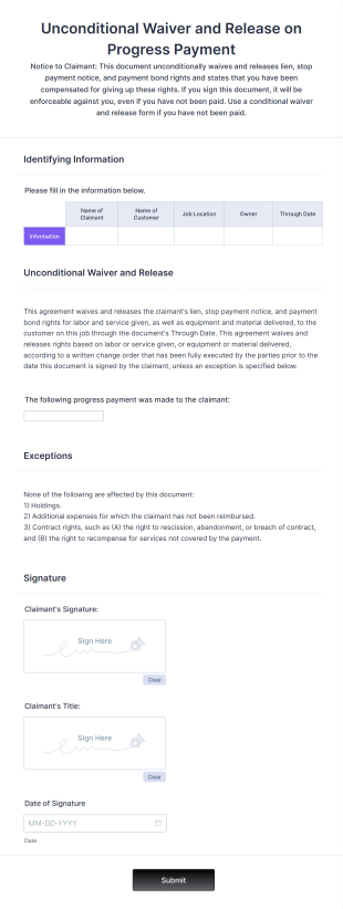Unconditional Release Form Template